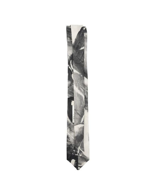 Alysi White Printed Silk Tie