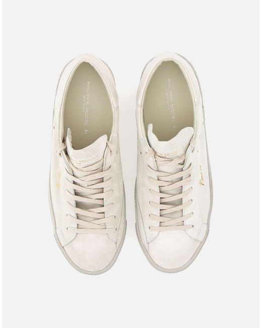 Philippe Model Ecrù Wildleder Atmungsaktive Trainer in White für Herren