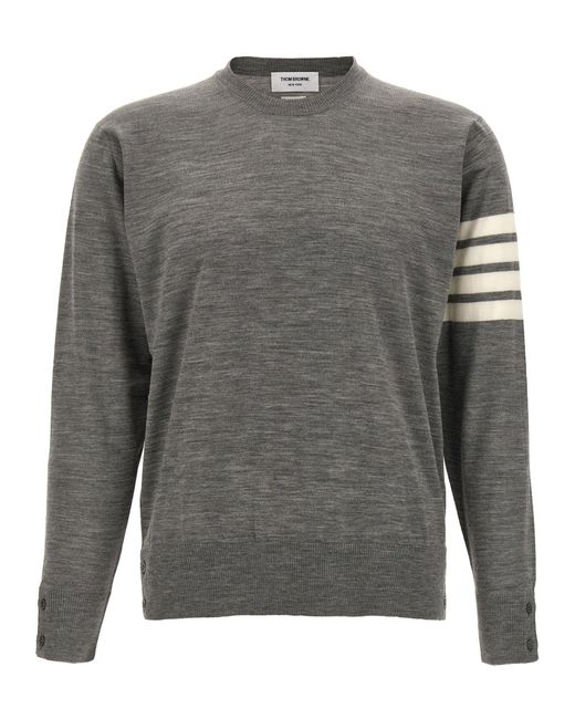 Maglione Girocollo Con Dettaglio A 4 Righe di Thom Browne in Gray da Uomo