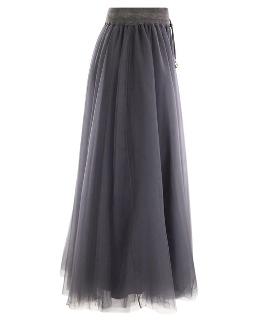 Fabiana Filippi Gray Tulle Midi Skirt