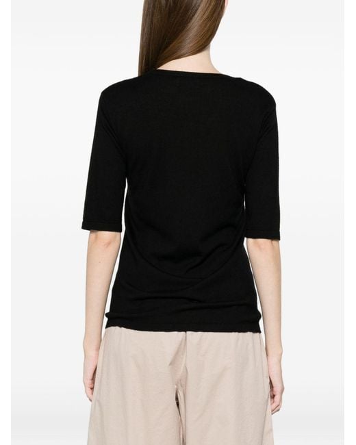 Soft Goat Black Short Sleeves Top