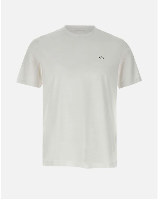 Paul & Shark Mercerisierte Baumwolle Weißes T-Shirt in White für Herren