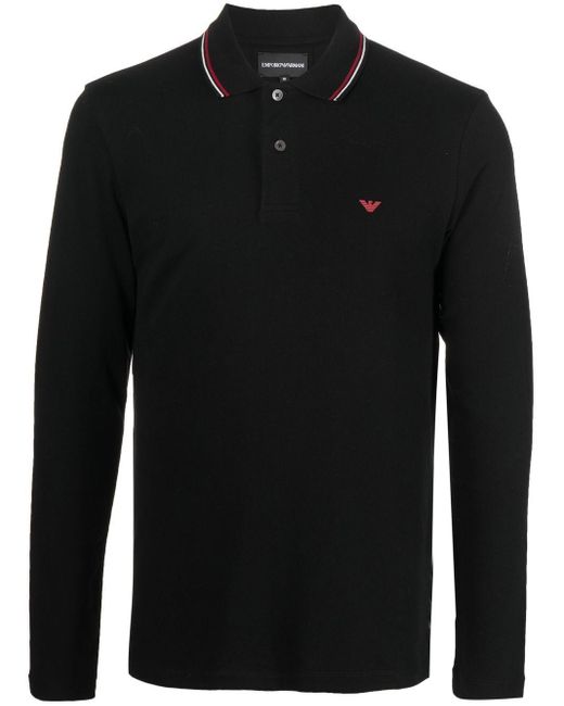 Emporio Armani Black Logo Cotton Polo Shirt