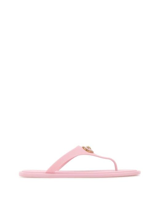 Versace Pink Rubber Thong Slippers