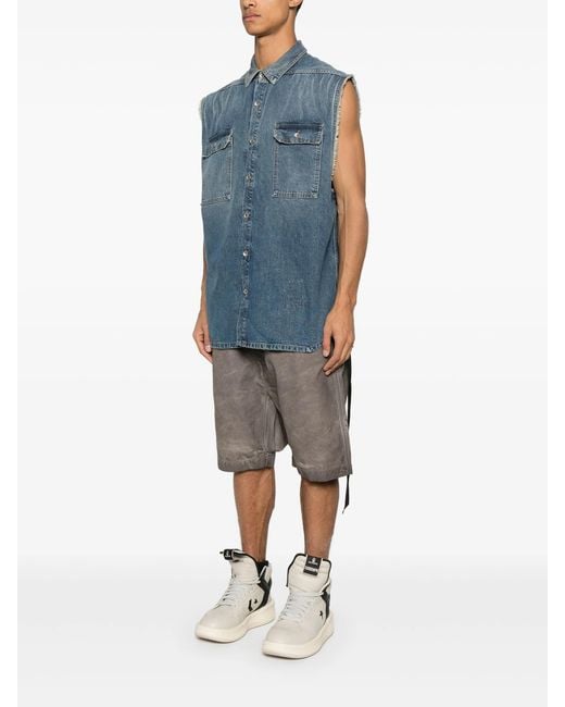 Rick Owens Blue Drkshdw Sl Tommy Jumbo Gilet