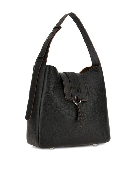 Hogan Black Leather Hobo Bag