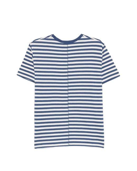 DUNST Blue Striped Cotton T Shirt