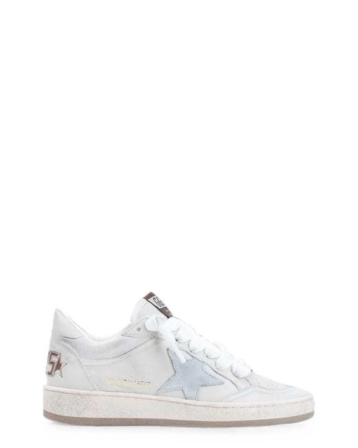 Golden Goose Deluxe Brand White Allstar Nappa And Glitter Leather Upper, Nappa Toe, Heel, And Spur Suede Star