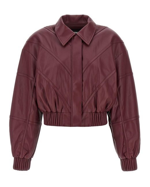 ROTATE BIRGER CHRISTENSEN Red Leather Effect Bomber Jacket