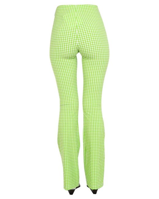 MSGM Green Plaid Pattern Pants
