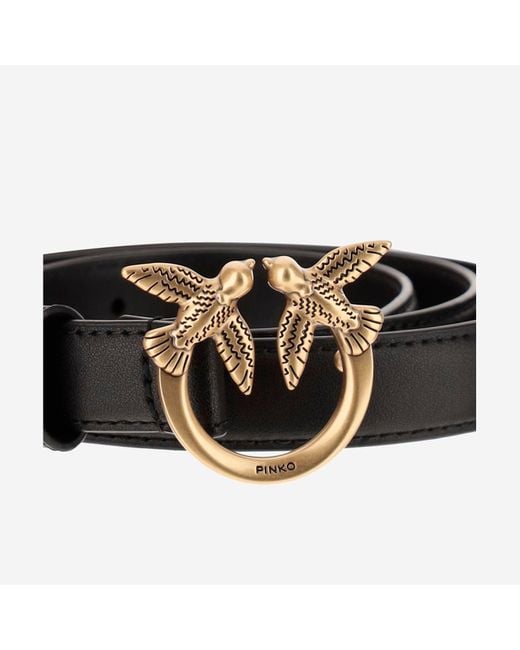 Pinko Black Love Berry Leather Belt