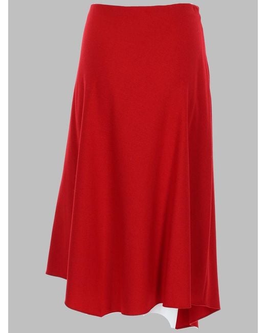Vince Red Midi Skirt Wool-Blend