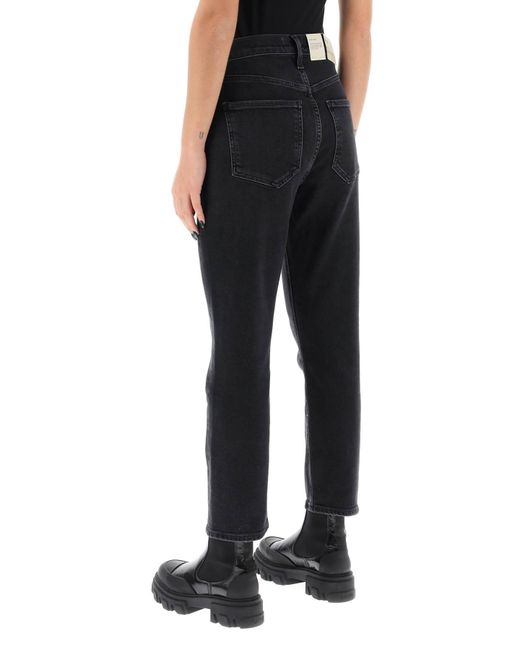 Jeans Cropped A Vita Alta Riley di Agolde in Black