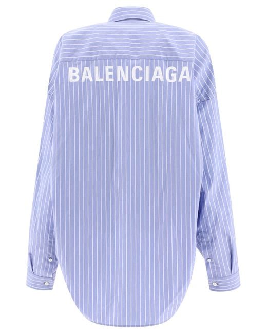 Balenciaga Gestreept Oversized Shirt in het Blue