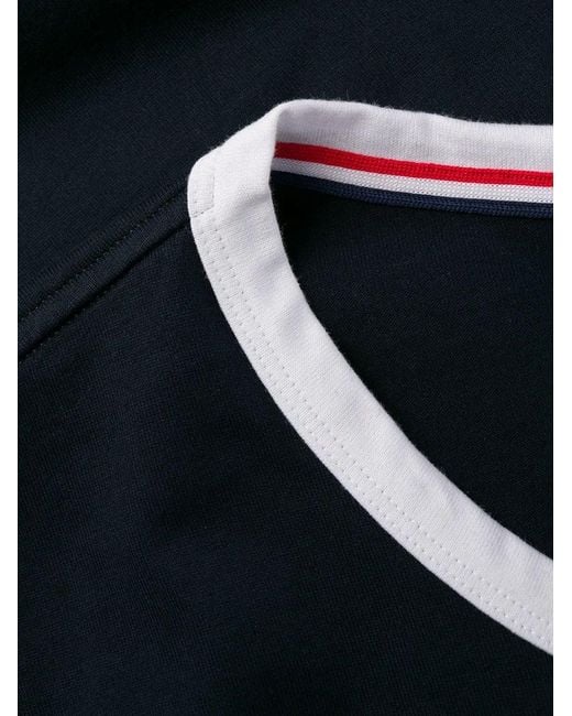 Thom Browne Blue Contrasting-Trim T-Shirt for men