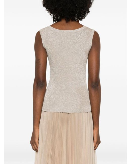 Fabiana Filippi Natural Ivory Scoop Neck Top