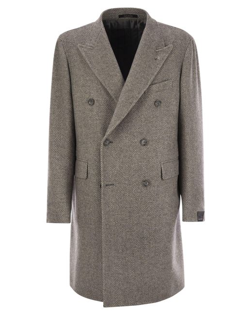 Tagliatore Gray Herringbone Coat for men