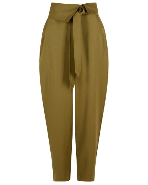 Pantaloni Di Lana Vergine Verde Attico di The Attico in Green