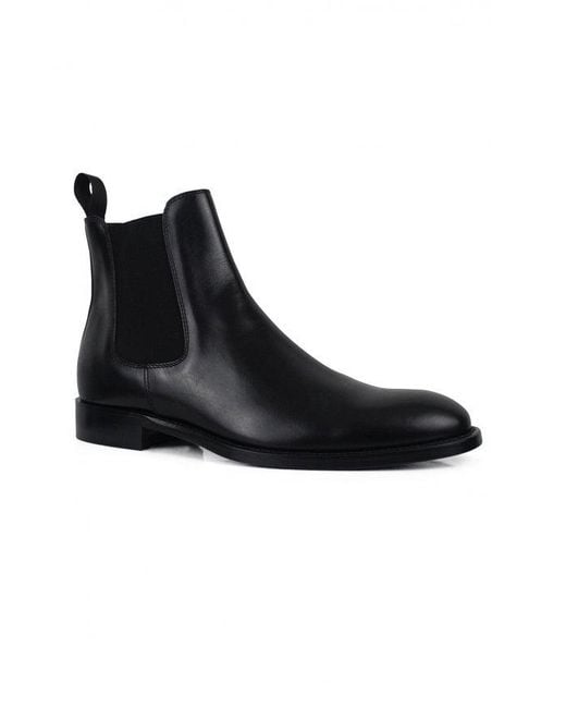 ALBERTO Black Calfskin Leather Chelsea Boots for men