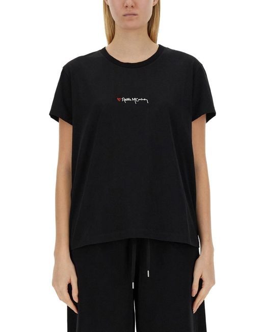 Stella McCartney Black Oversized T-Shirt With Subtle Logo Detail