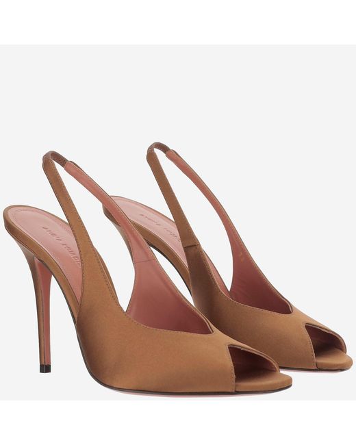 AMINA MUADDI Brown Silk Slingback