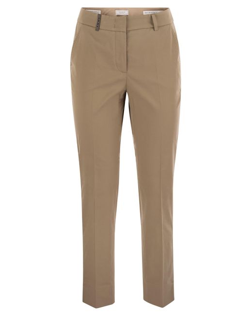 Peserico Natural Leichte Baumwollsatin -Zigarettenhose
