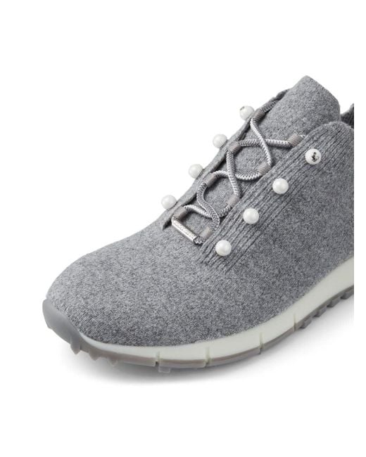 Jimmy Choo White Veles Pearl Embellished Sneakers