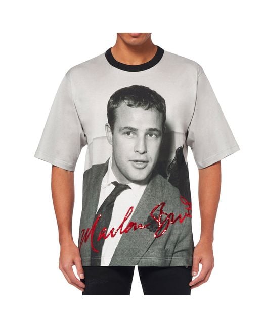 Dolce & Gabbana Gray Marlon Brando T-shirt for men