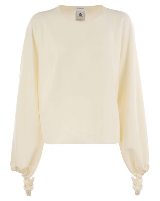 Max Mara Frais Fine Wool Yarn Sweater in het White
