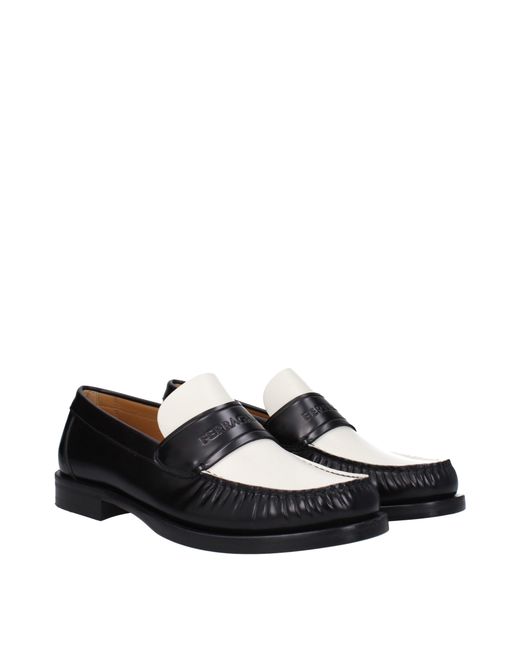 Ferragamo Black Fillmore Loafers/Cream Leather