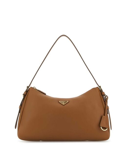 Prada Brown Triangle-Logo Shoulder Bag