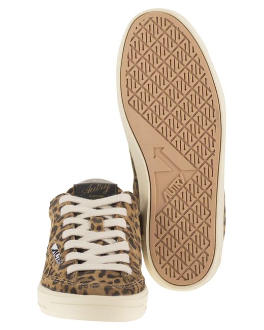 Autry Brown Windscape Suede Trainers With Animal Print
