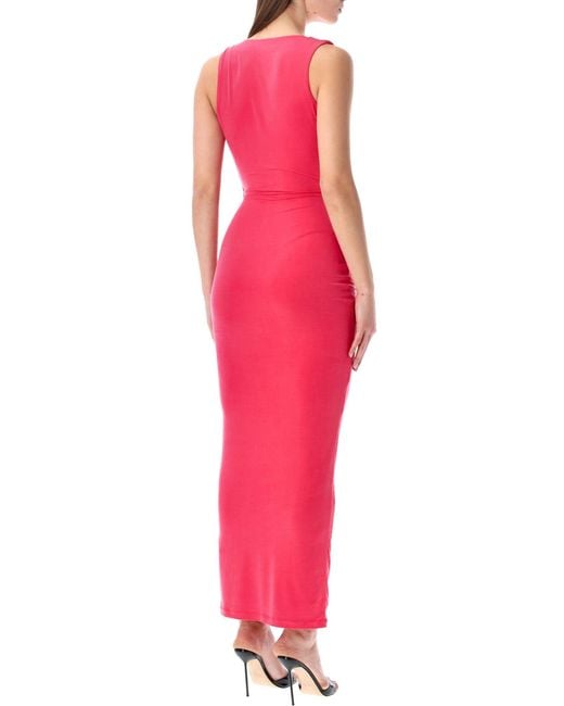 Balmain Pink Draped Long Dress