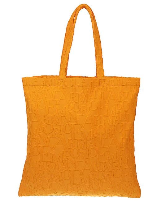 Emporio Armani Orange Striped Beach Tote