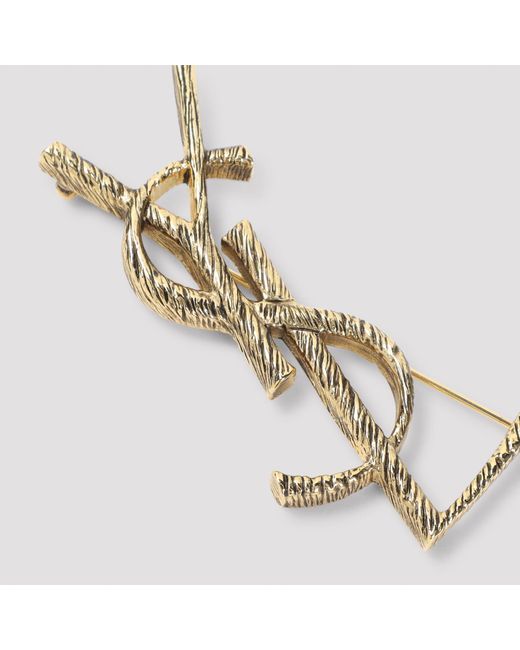 Saint Laurent Metallic Monogramme Brosche