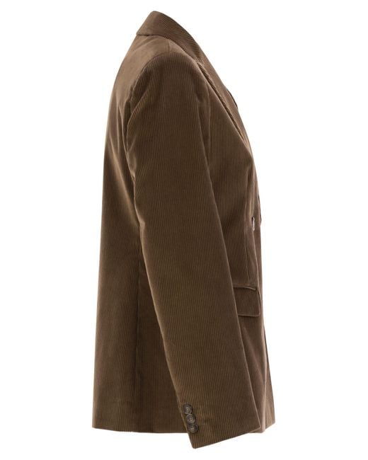 Weekend by Maxmara Brown Cotton Velvet Double-Breasted Blazer