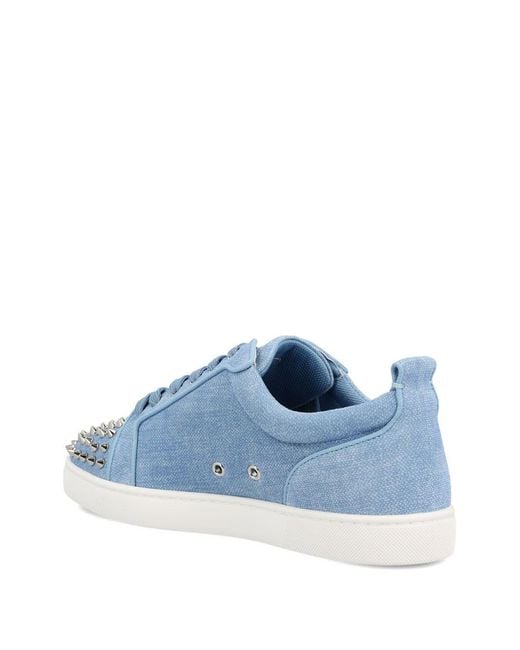 Christian Louboutin Blue Louis Junior Spikes Leather Sneakers for men