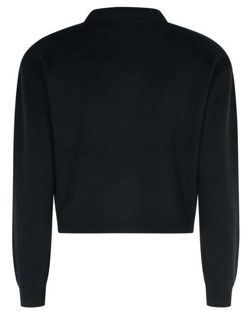 ROTATE BIRGER CHRISTENSEN Black Drehen Sie die Strickjacke mit schwarzer Baumwollmischung