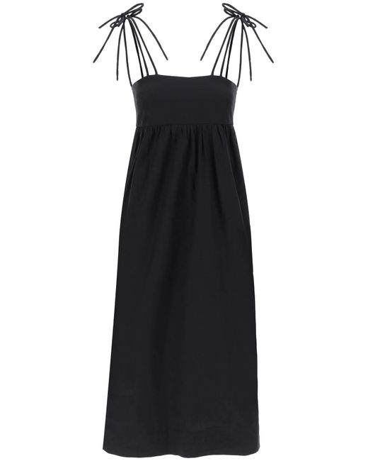 Ganni Cotton Poplin Midi -jurk In in het Black