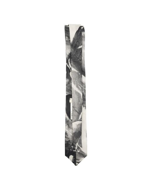 Alysi White Printed Silk Tie