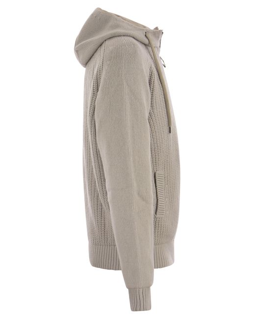 Herno Gray Wool Knit Bomber Jacket Reversible for men