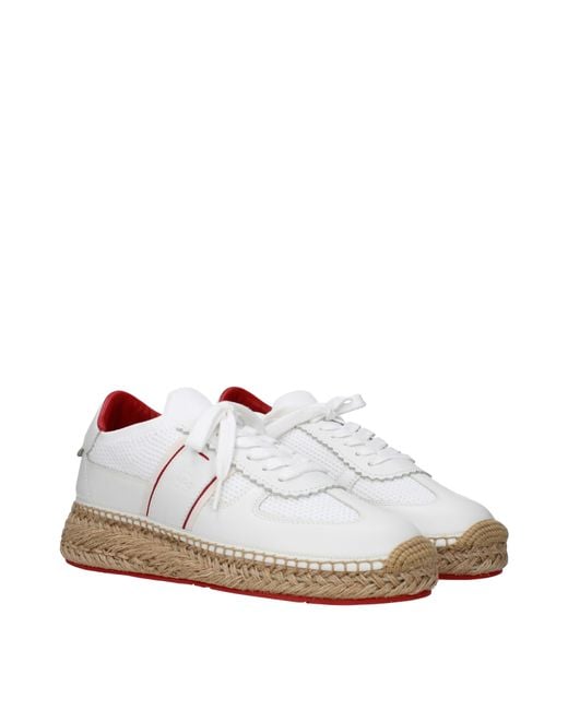 Louboutin White Sneakers Provencal Fabric for men