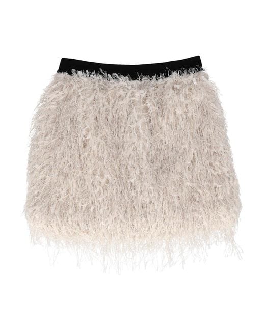 MSGM Natural Peluche Mini Skirt Girl Crema/Cream