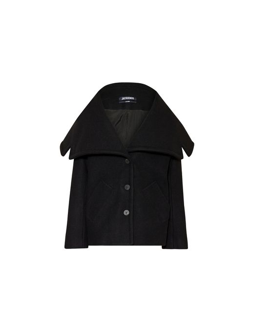 Jacquemus Le Caban Caruso Draped Collar Jacket in het Black