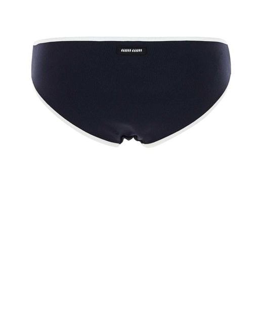 Miu Miu Blue Midnight Stretch Nylon Bikini Bottom