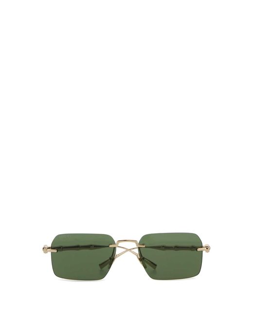 Gucci Green Gold Metal Sunglasses