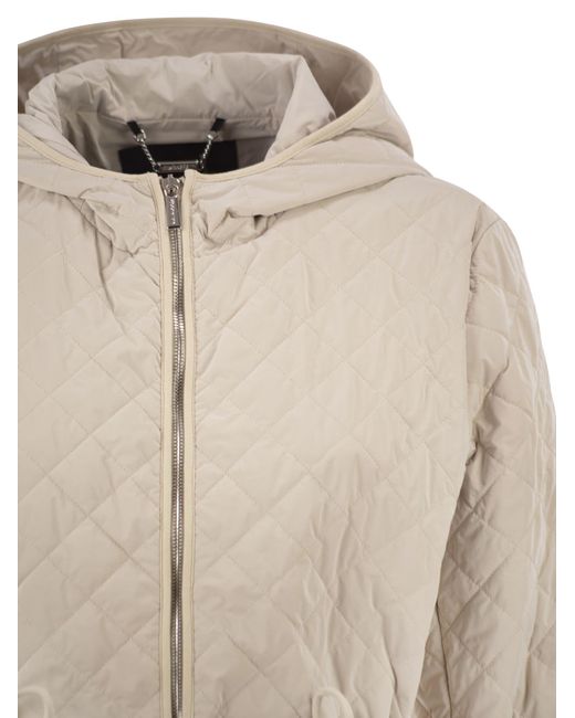 Moorer Natural Quilted Hooded Jacket With Adjustable Waist