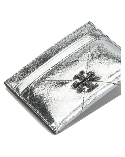 Tory Burch Gray Cow Leather Card Holder