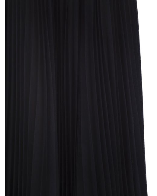Fabiana Filippi Blue Wide Pleated Tulle Skirt With Knitted Belt