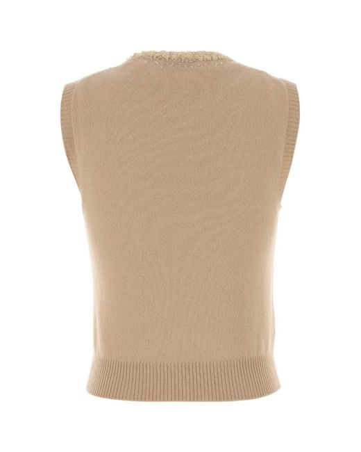 Miu Miu Natural Sand Cashmere Vest